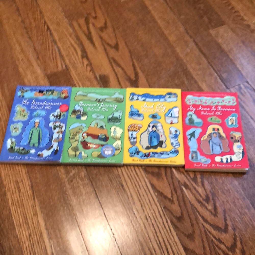 The 4 books in The Breadwinner series.